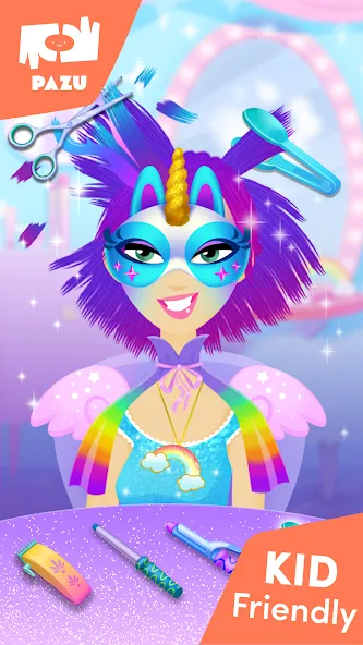 Girls Hair Salon Unicorn [МОД: Меню, Бесконечные монеты и Открытые уровни] Screenshot 3