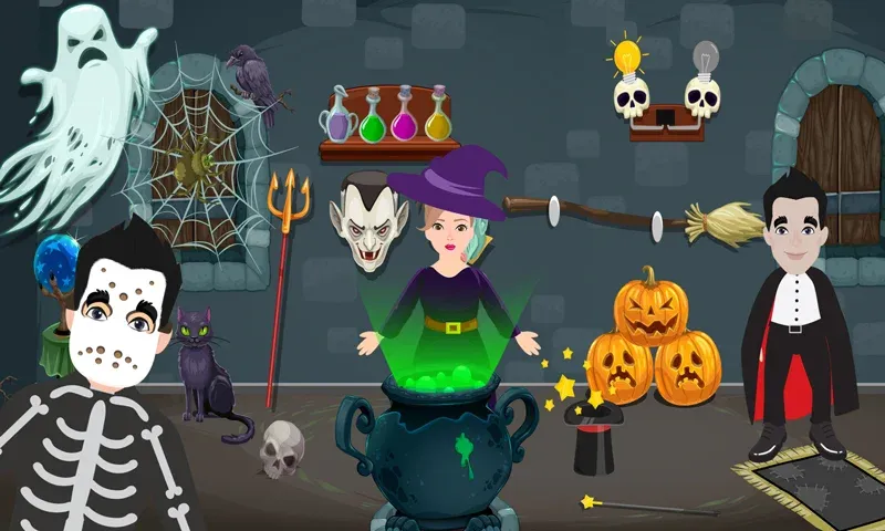 Pretend Play Halloween Party (Претендуй на Хэллоуинскую вечеринку) [МОД: Бесконечные деньги, Монеты и Мега MOD] Screenshot 1
