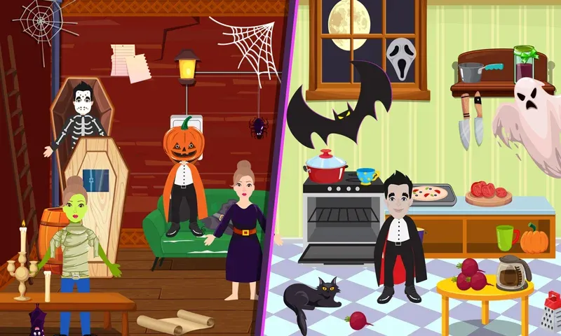 Pretend Play Halloween Party (Претендуй на Хэллоуинскую вечеринку) [МОД: Бесконечные деньги, Монеты и Мега MOD] Screenshot 4