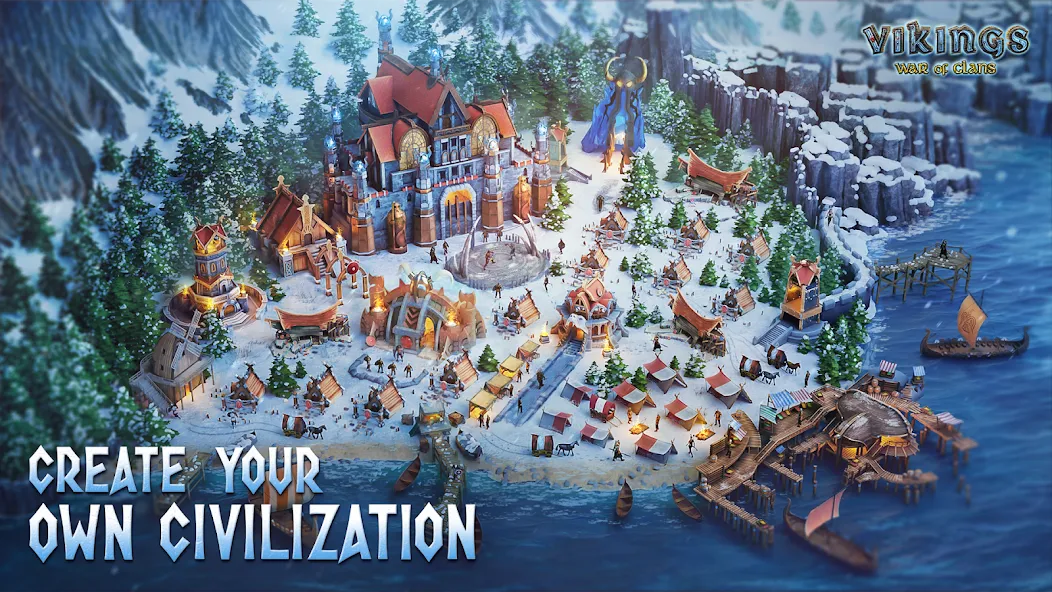 Vikings: War of Clans (Викинги) [МОД: Все открыто, Дополнительные деньги и Меню MOD] Screenshot 1