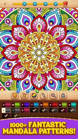 Cross Stitch Coloring Mandala (Кроссстиль раскрашивание мандала) [МОД: Бесконечные деньги, Монеты и Мега MOD] Screenshot 1