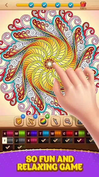 Cross Stitch Coloring Mandala (Кроссстиль раскрашивание мандала) [МОД: Бесконечные деньги, Монеты и Мега MOD] Screenshot 3