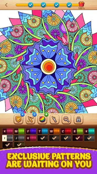 Cross Stitch Coloring Mandala (Кроссстиль раскрашивание мандала) [МОД: Бесконечные деньги, Монеты и Мега MOD] Screenshot 4