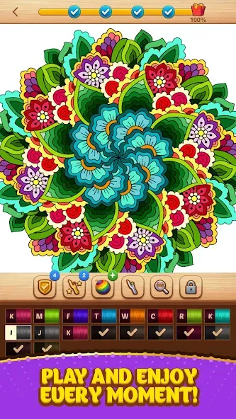 Cross Stitch Coloring Mandala (Кроссстиль раскрашивание мандала) [МОД: Бесконечные деньги, Монеты и Мега MOD] Screenshot 5