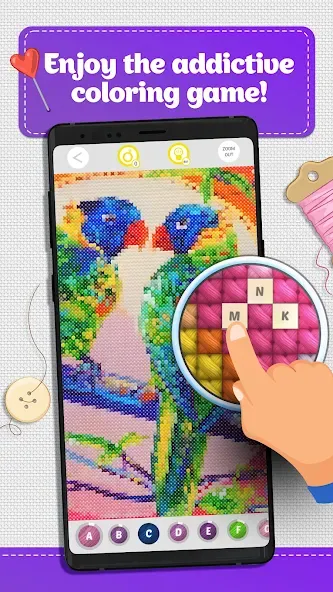 Cross Stitch Coloring Art (Кроссстич окрашивание искусства) [МОД: Много денег, Монет и Все открыто] Screenshot 1