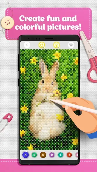 Cross Stitch Coloring Art (Кроссстич окрашивание искусства) [МОД: Много денег, Монет и Все открыто] Screenshot 3