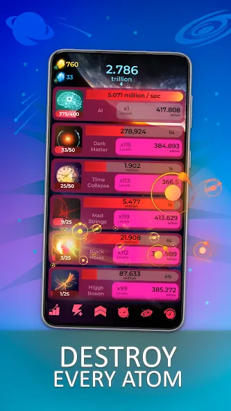 Annihilation - Space Tycoon (Аннигиляция) [МОД: Много монет, Открытые уровни и Мега MOD] Screenshot 3