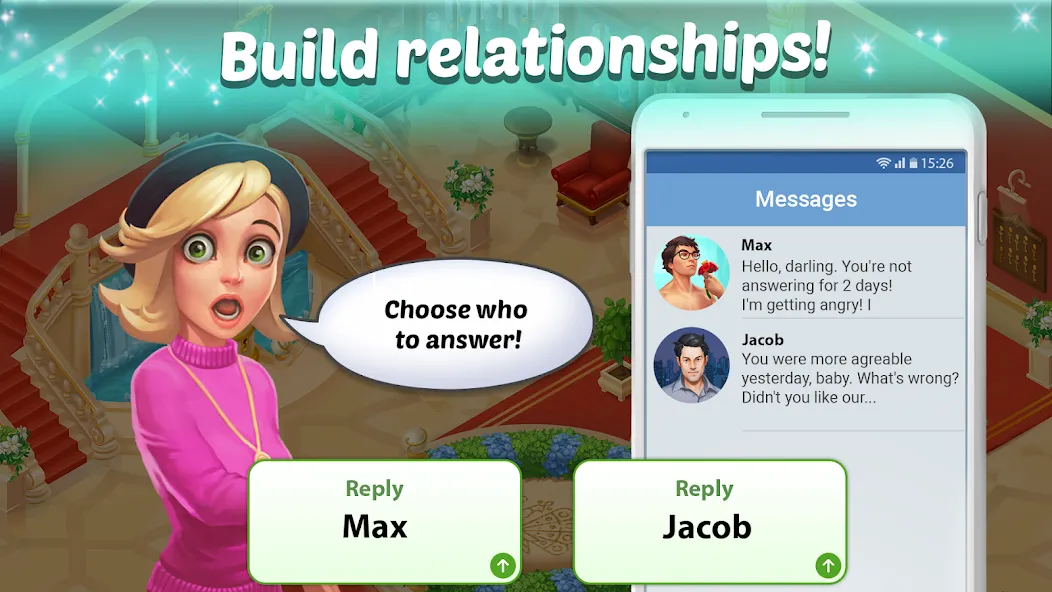 Family Hotel: love & match-3 (Фэмели Отель) [МОД: Много денег, Монет и Все открыто] Screenshot 5