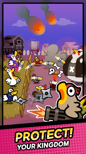 Duck vs Chicken : Idle Defense (Дак против Чикен) [МОД: Много денег, Монет и Все открыто] Screenshot 1
