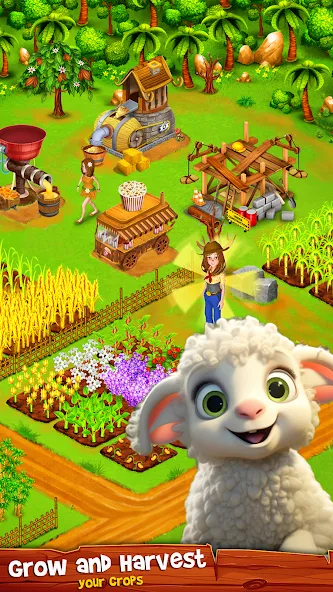 Country Valley Farming Game (Парадайз Хей Фарм Айленд) [МОД: Меню, Бесконечные монеты и Открытые уровни] Screenshot 1