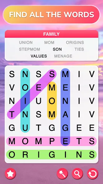 Word Search — Word Puzzle Game [MOD: Premium/Unlocked] - Скриншот 1