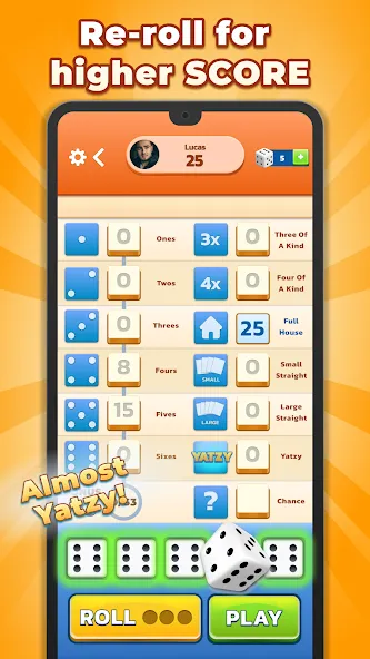 Yatzy - Fun Classic Dice Game (Ятзи) [МОД: Все открыто, Дополнительные деньги и Меню MOD] Screenshot 5