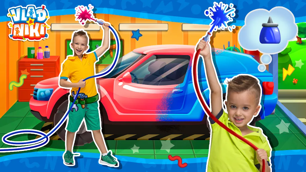 Vlad and Niki: Car Service [МОД: Меню, Бесконечные монеты и Открытые уровни] Screenshot 1