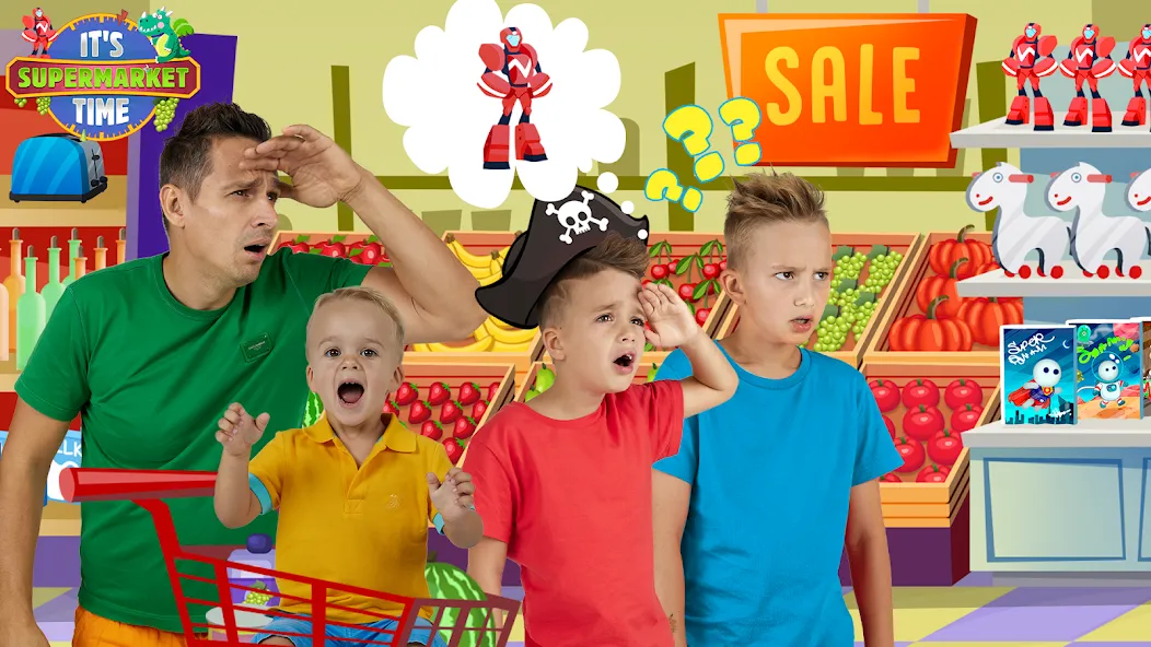 Vlad & Niki Supermarket game [МОД: Меню, Бесконечные монеты и Открытые уровни] Screenshot 3