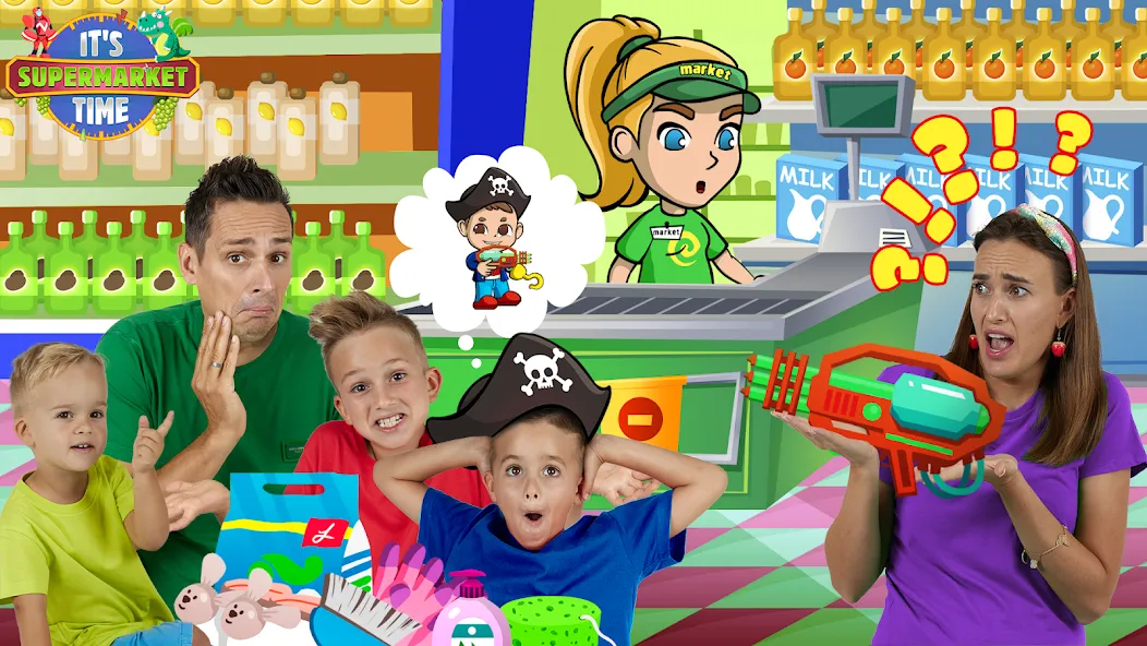 Vlad & Niki Supermarket game [МОД: Меню, Бесконечные монеты и Открытые уровни] Screenshot 4