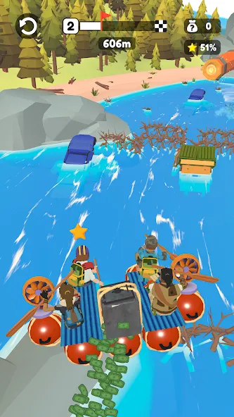 Raft Racing (ДИУАфтинг) [МОД: Много монет, Открытые уровни и Мега MOD] Screenshot 2
