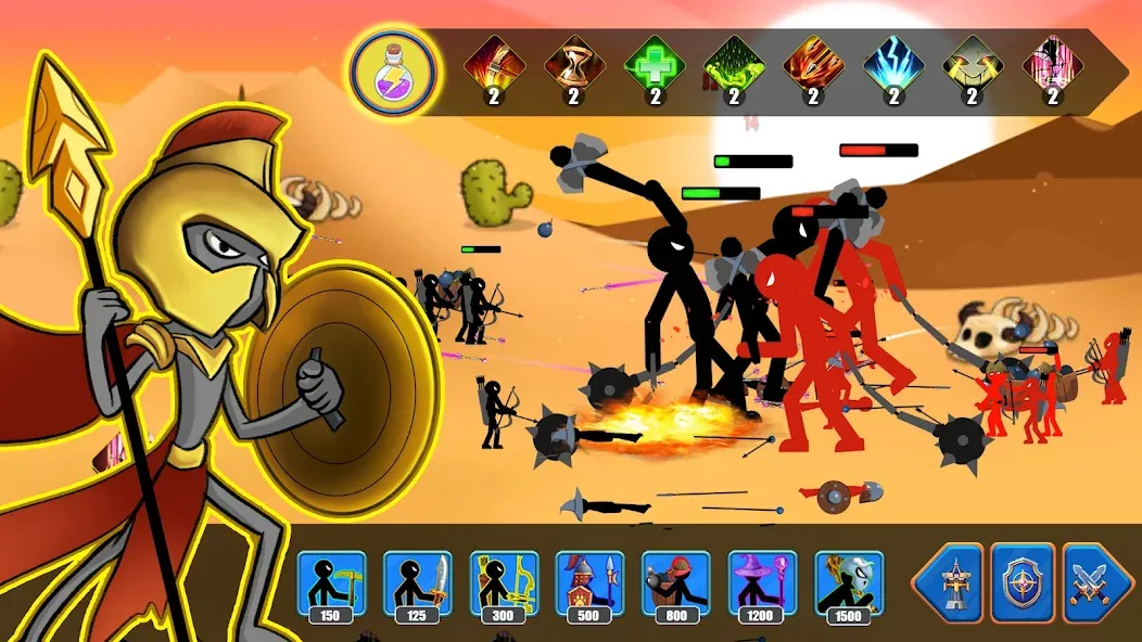 Stick Battle : War of Stick (Стикман вар) [МОД: Меню, Бесконечные монеты и Открытые уровни] Screenshot 2