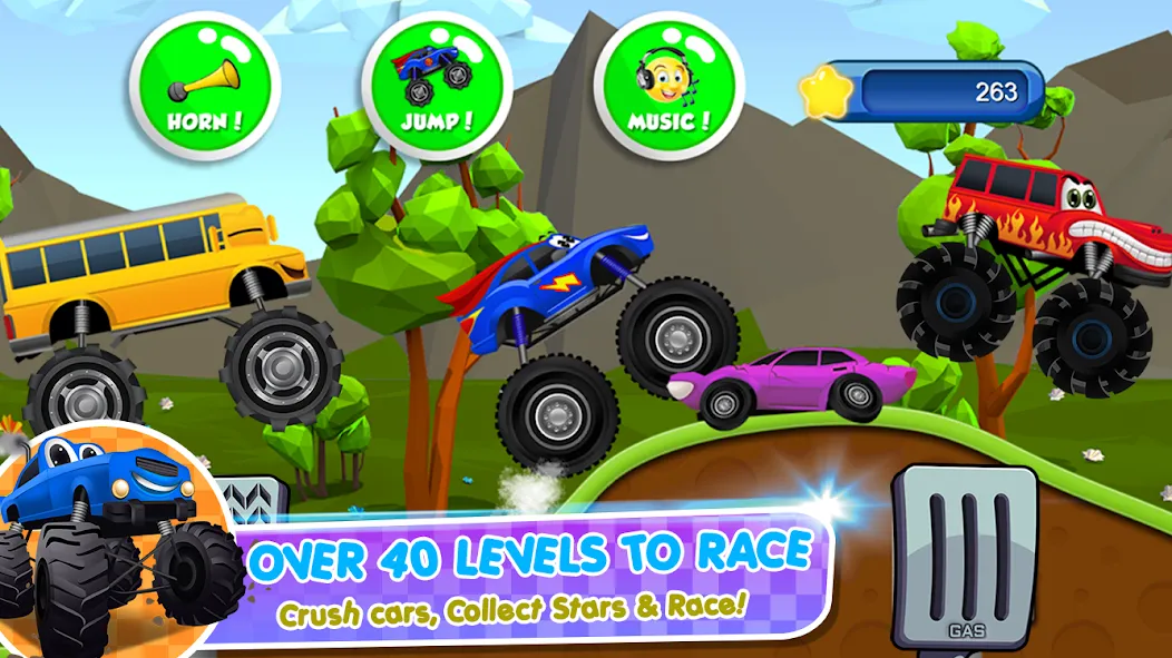 Monster Trucks Game for Kids 2 (Монстр Тракс Игра для Детей 2) [МОД: Меню, Бесконечные монеты и Открытые уровни] Screenshot 4