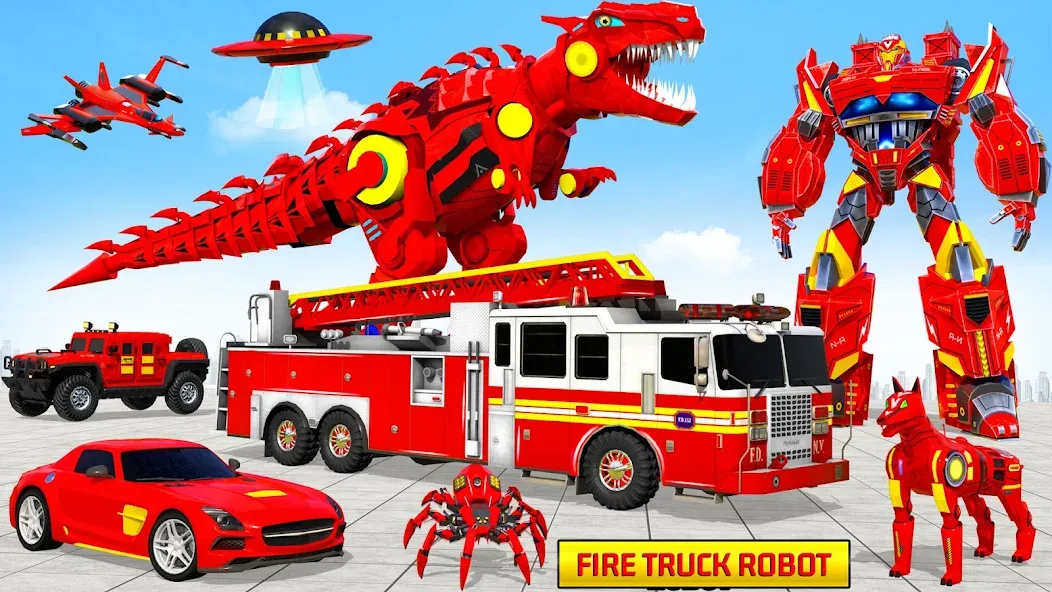 Fire Truck Robot Car Game [МОД: Все открыто, Дополнительные деньги и Меню MOD] Screenshot 2
