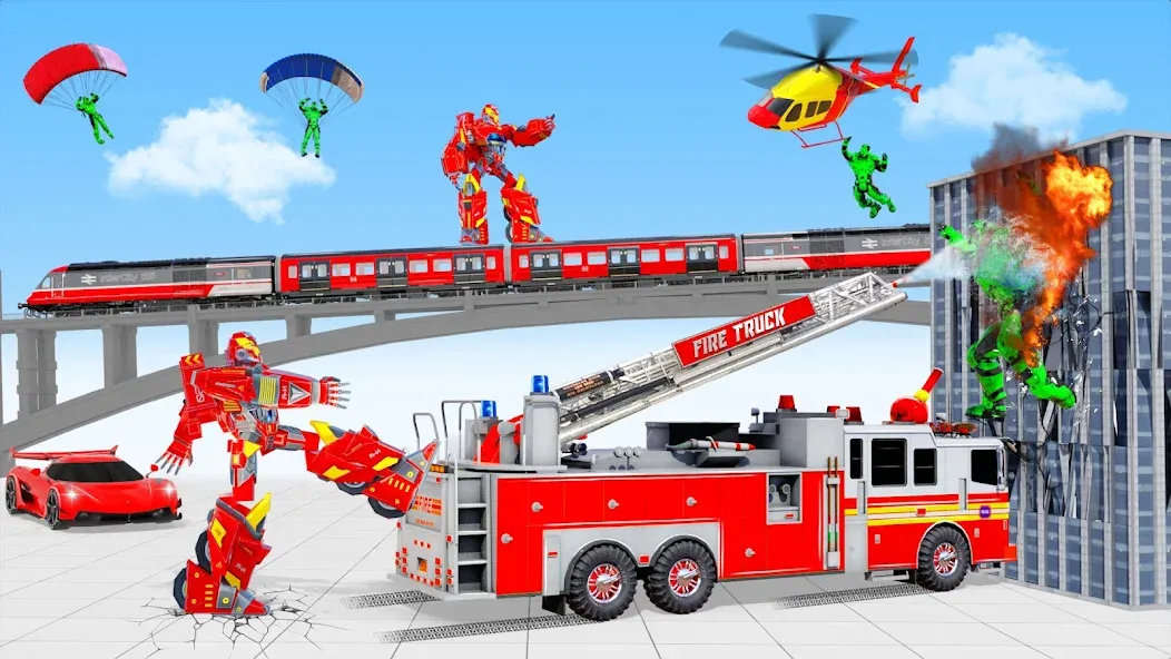 Fire Truck Robot Car Game [МОД: Все открыто, Дополнительные деньги и Меню MOD] Screenshot 3