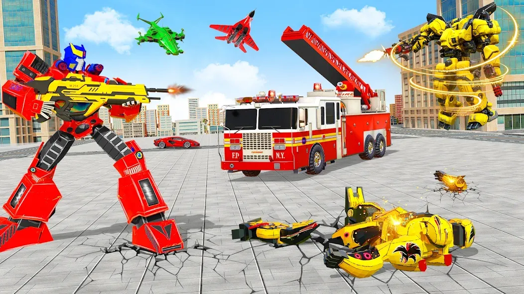 Fire Truck Robot Car Game [МОД: Все открыто, Дополнительные деньги и Меню MOD] Screenshot 5