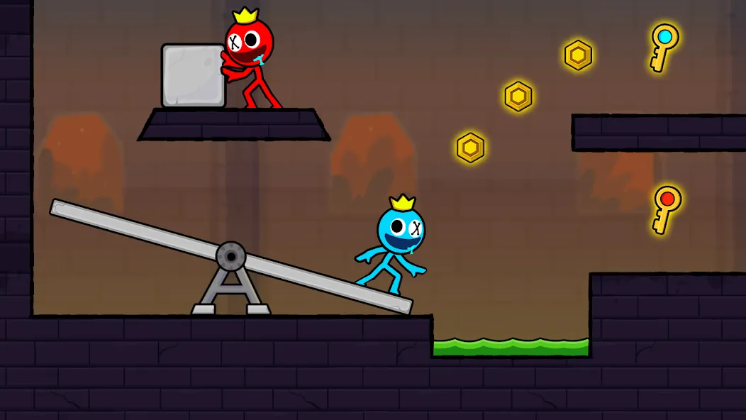 Red and Blue Stickman 2024 (Ред энд Блу Стикмен 2) [МОД: Деньги, Монеты и Меню MOD] Screenshot 2