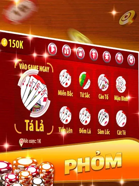 Phỏm - Phom [МОД: Много монет, Открытые уровни и Мега MOD] Screenshot 1