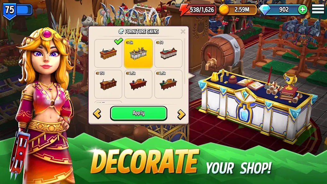 Shop Titans: RPG Idle Tycoon (Шоп Тайтанс) [МОД: Все открыто, Дополнительные деньги и Меню MOD] Screenshot 3