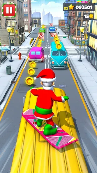Xmas Santa Surfer Running Game (Ксмас Санта Серфер Раннинг Гейм) [МОД: Все открыто, Дополнительные деньги и Меню MOD] Screenshot 1