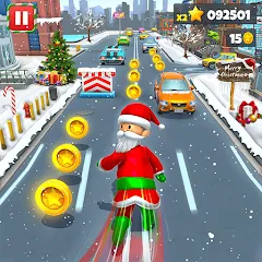 Скачать Xmas Santa Surfer Running Game (Ксмас Санта Серфер Раннинг Гейм) [МОД: Все открыто, Дополнительные деньги и Меню MOD] | Взлом Xmas Santa Surfer Running Game на Андроид