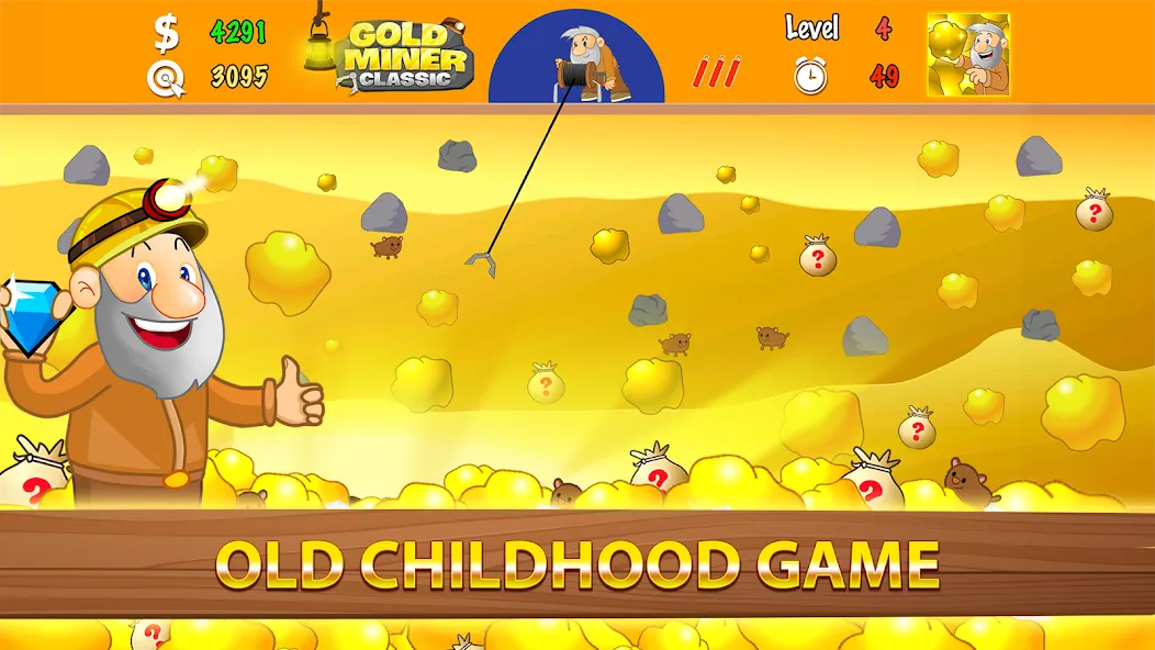 Gold Miner Classic: Gold Rush (Голд Майнер Классик) [МОД: Меню, Бесконечные монеты и Открытые уровни] Screenshot 1