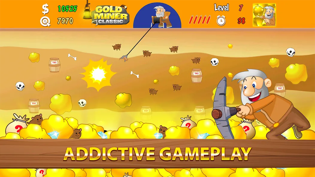 Gold Miner Classic: Gold Rush (Голд Майнер Классик) [МОД: Меню, Бесконечные монеты и Открытые уровни] Screenshot 2