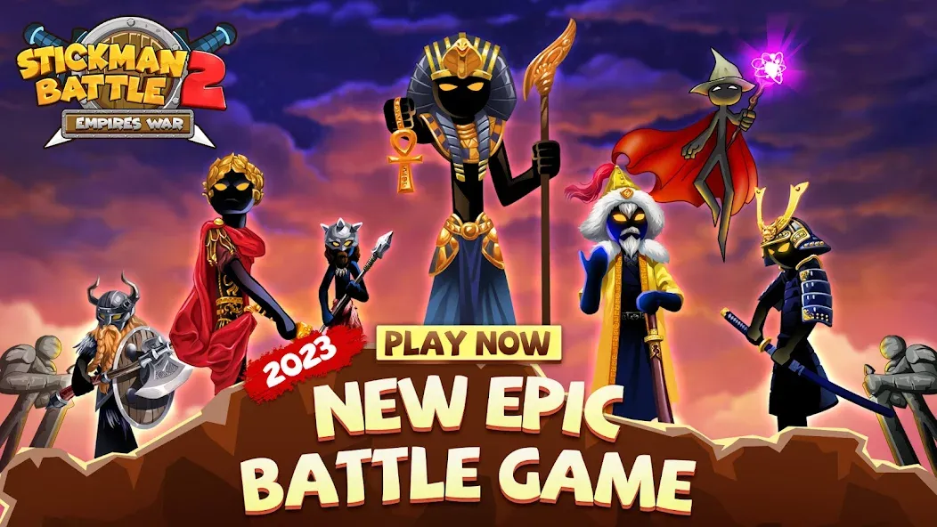 Stickman Battle 2: Empires War (Стикмен Битва 2) [МОД: Меню, Бесконечные монеты и Открытые уровни] Screenshot 1