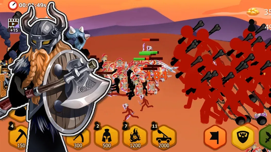 Stickman Battle 2: Empires War (Стикмен Битва 2) [МОД: Меню, Бесконечные монеты и Открытые уровни] Screenshot 2