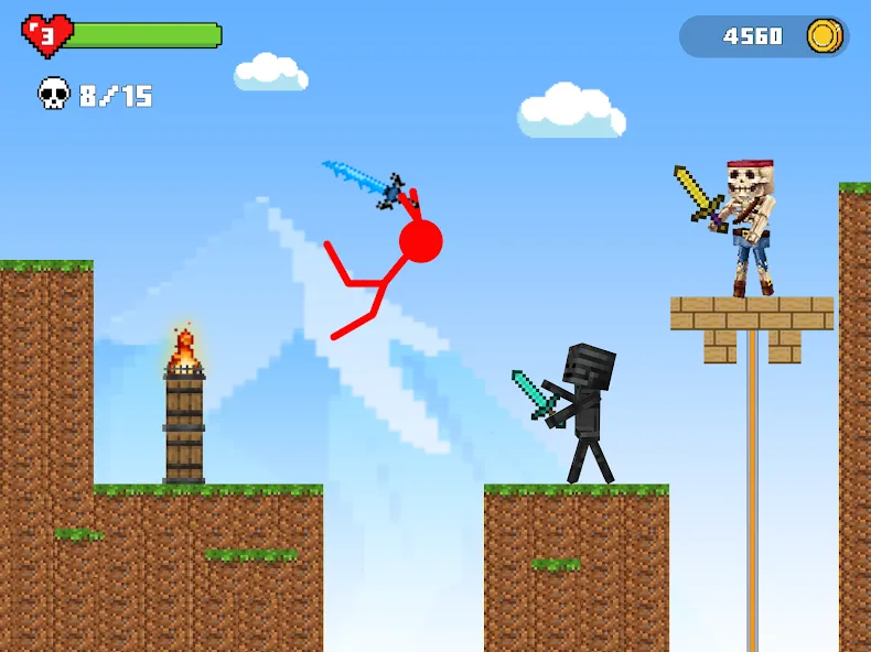 Stick-man Battle - Craft World [МОД: Деньги, Монеты и Меню MOD] Screenshot 2