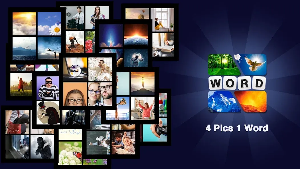 Puzzle: 4 pics 1 word offline [МОД: Меню, Бесконечные монеты и Открытые уровни] Screenshot 2