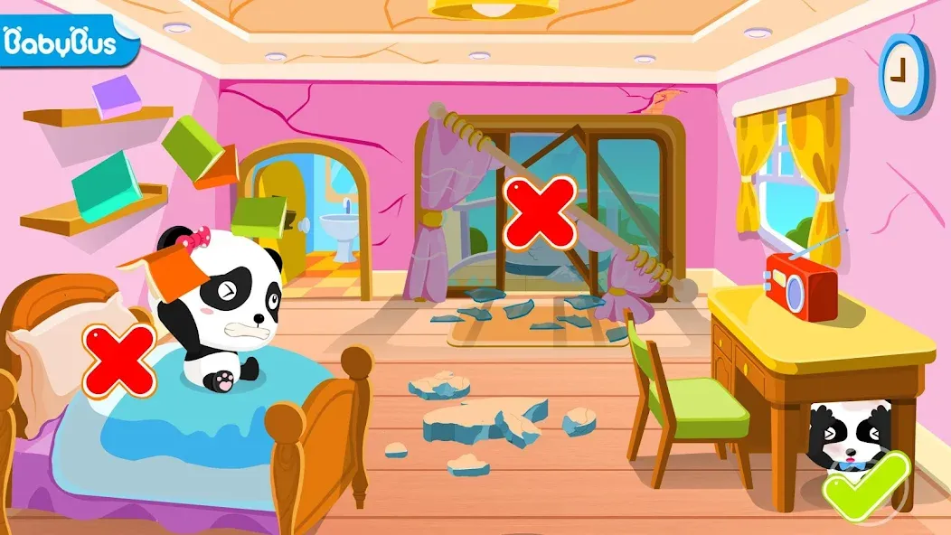 Baby Panda Earthquake Safety 1 [МОД: Много монет, Открытые уровни и Мега MOD] Screenshot 1