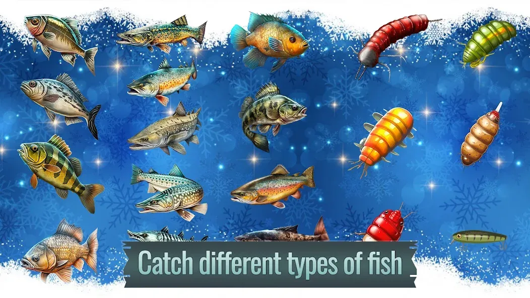 Ice fishing game. Catch bass. [МОД: Много монет, Открытые уровни и Мега MOD] Screenshot 3