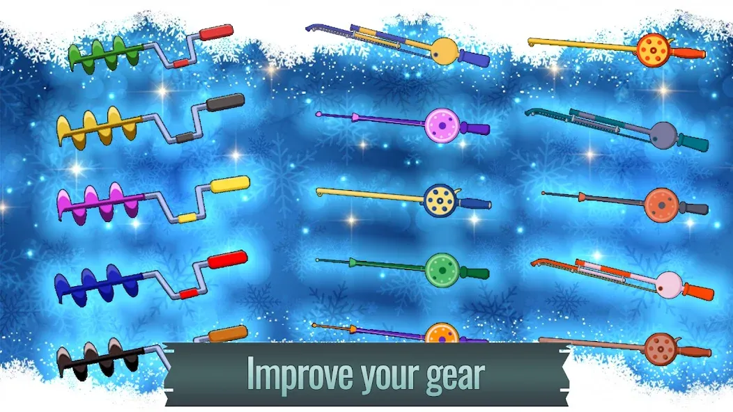 Ice fishing game. Catch bass. [МОД: Много монет, Открытые уровни и Мега MOD] Screenshot 4