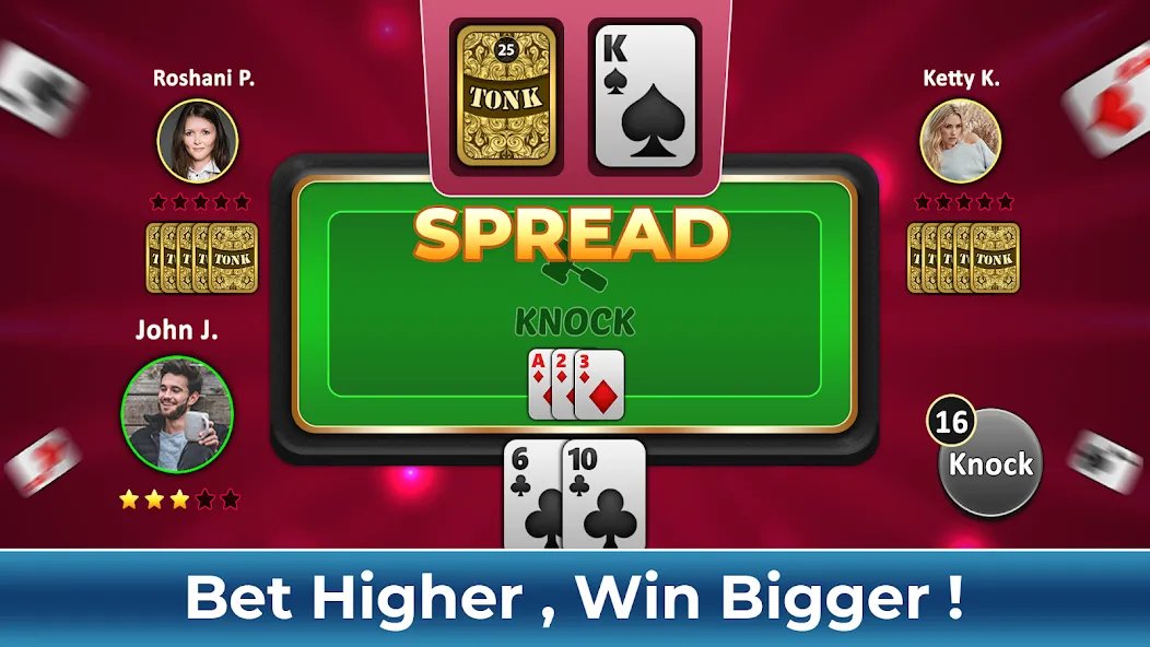 Tonk Rummy Card Game (Тонк Рамми карточная игра) [MOD: Много монет/Энергии] - Скриншот 2