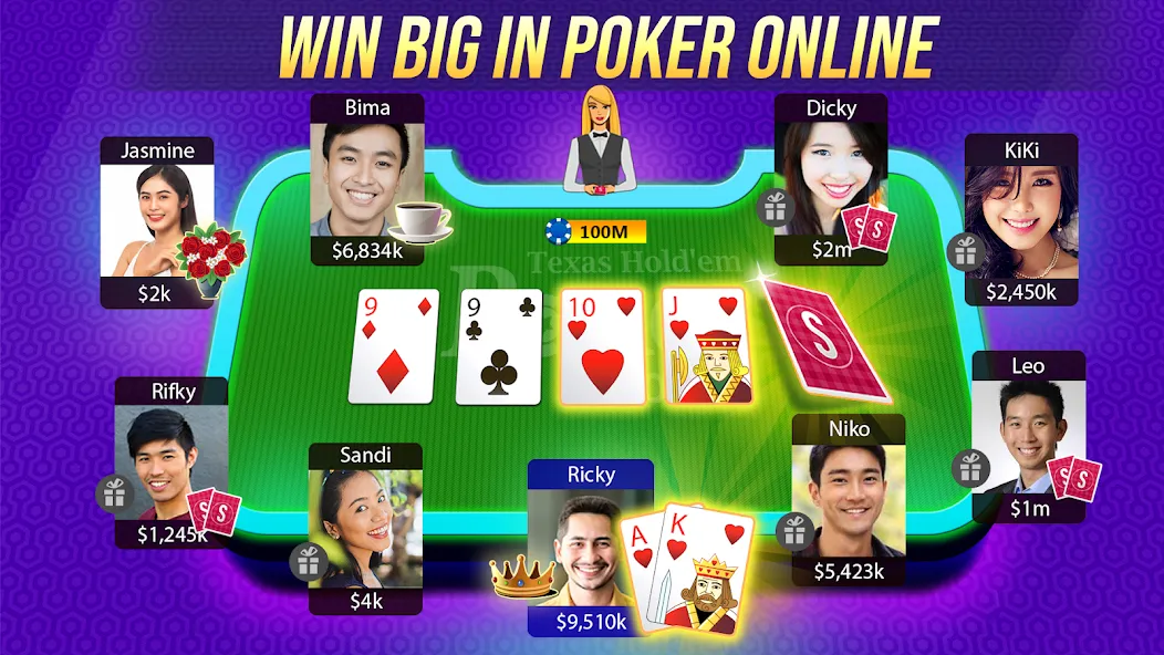Texas Holdem Poker Online (Техасский Холдем Покер Онлайн) [МОД: Много монет, Открытые уровни и Мега MOD] Screenshot 1