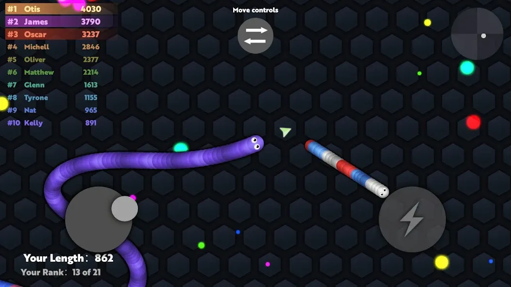 Slide.io - Hungry Snake Game [МОД: Все открыто, Дополнительные деньги и Меню MOD] Screenshot 2