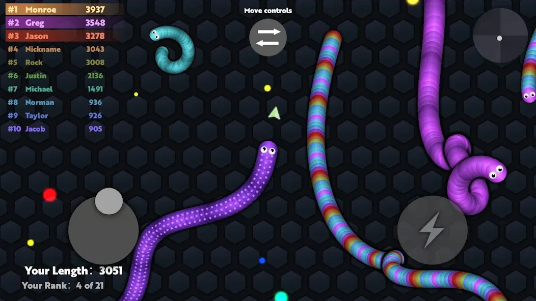 Slide.io - Hungry Snake Game [МОД: Все открыто, Дополнительные деньги и Меню MOD] Screenshot 3