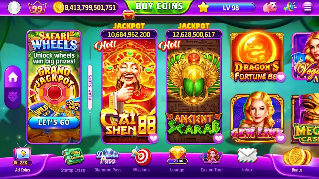 Golden Casino - Slots Games (Голден Казино) [МОД: Меню, Бесконечные монеты и Открытые уровни] Screenshot 2