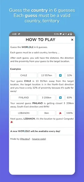 Worldle - Guess the Country (Ворлдле) [МОД: Много монет, Открытые уровни и Мега MOD] Screenshot 3