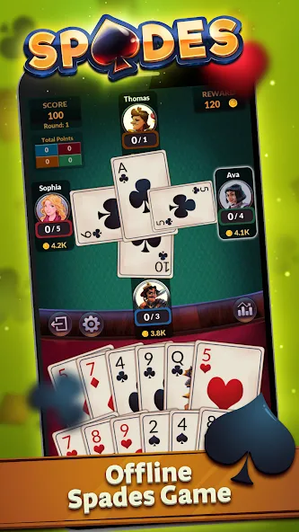 Spades — Offline Card Games (Спейдс) [MOD: Меню/Много денег] - Скриншот 1