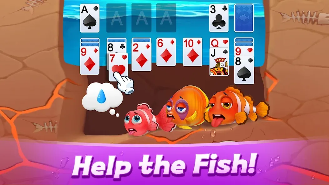Solitaire 3D Fish [МОД: Много монет, Открытые уровни и Мега MOD] Screenshot 1