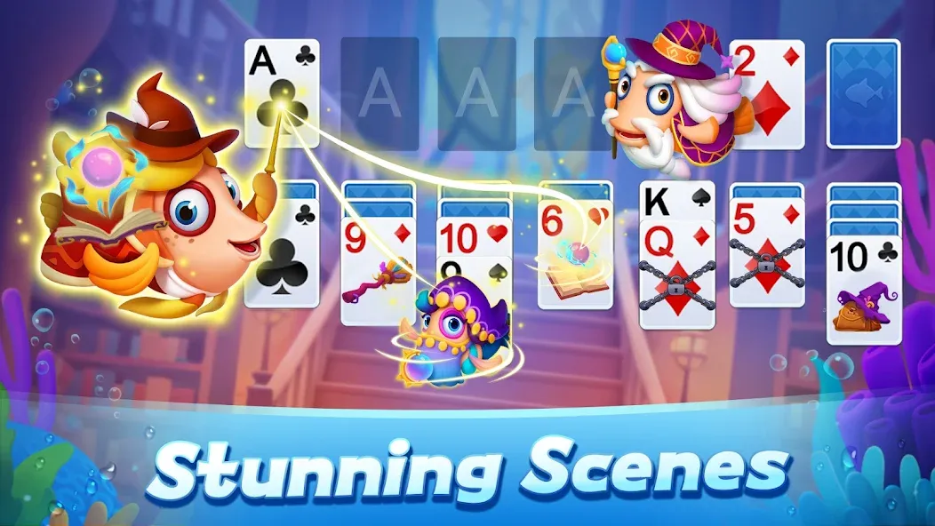 Solitaire 3D Fish [МОД: Много монет, Открытые уровни и Мега MOD] Screenshot 3