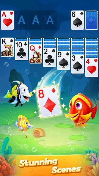 Solitaire 3D Fish [МОД: Много монет, Открытые уровни и Мега MOD] Screenshot 4