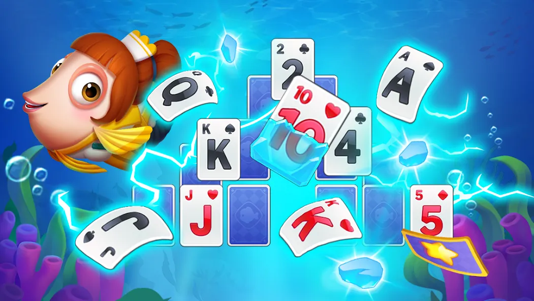 Solitaire TriPeaks Fish (Солитер ТриПикс Рыбка) [МОД: Меню, Бесконечные монеты и Открытые уровни] Screenshot 2